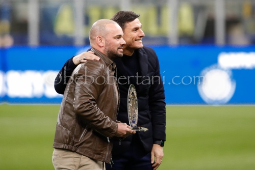 Javier Zanetti (fc Inter vice president) and Wesley Sneijder (fc Inter midfielder legend)